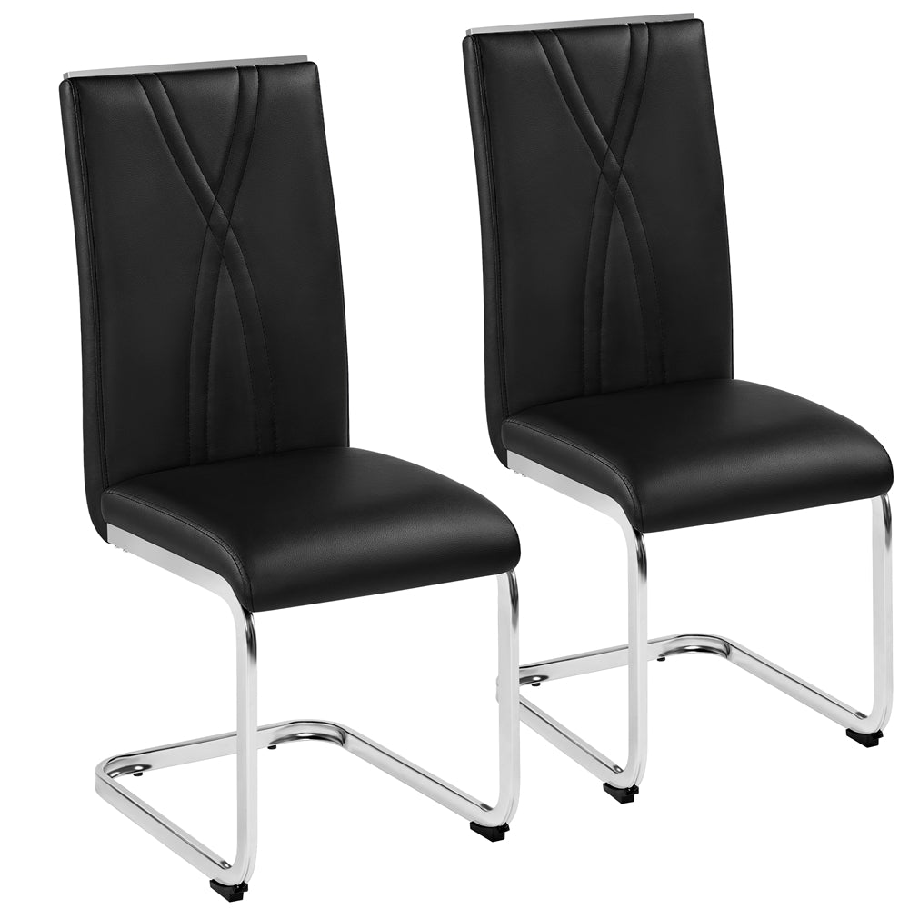 Black Faux Leather Dining Chairs Set of 2 B88461