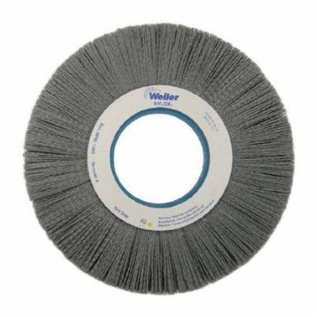 Silicon Carbide Wheel Brush 0.04 in Bristle Diameter 120 Grit 10 in Outside Diameter 3 1/4 in Cent P6397
