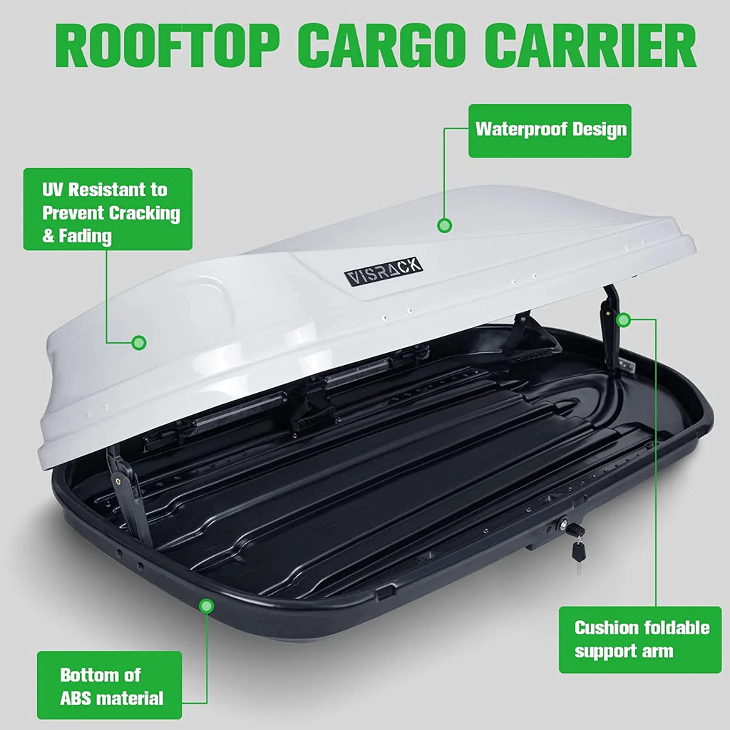 White 14 Cubic Feet Hard Shell Rooftop Cargo Box A971