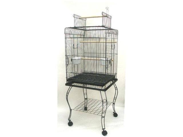 Antique Silver Open Top Parrot Cage with Stand E723