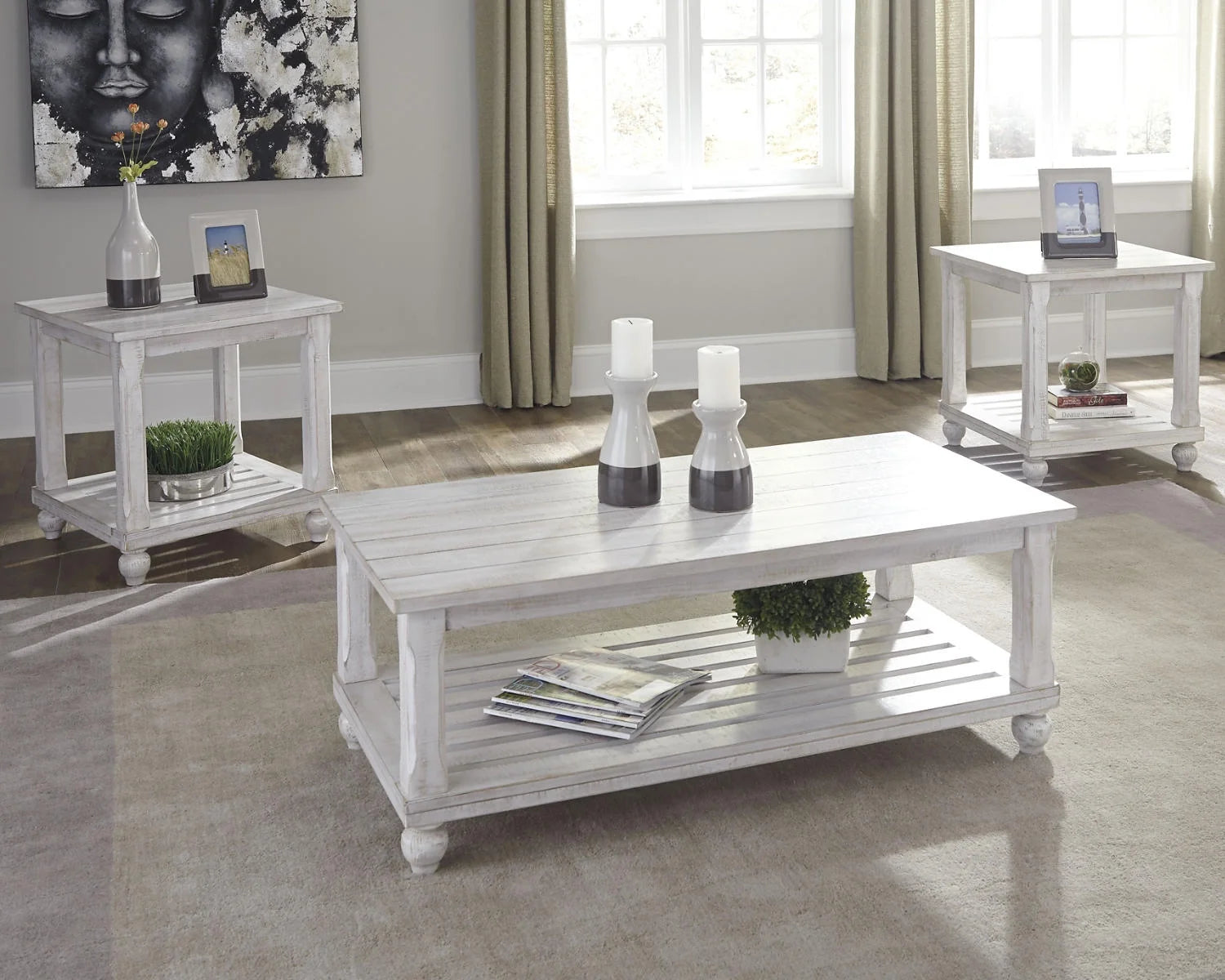 White Table (Set of 3) W6151