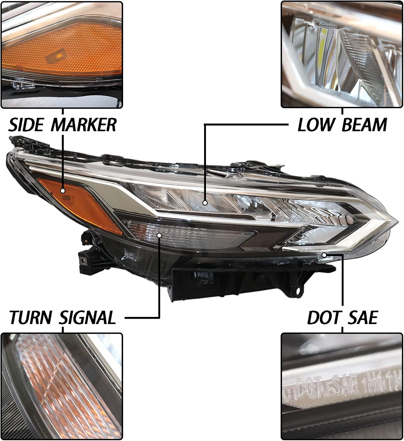Passenger Side LED Headlight Assembly for 2020 2021 2022 Nissan Sentra SR X72360