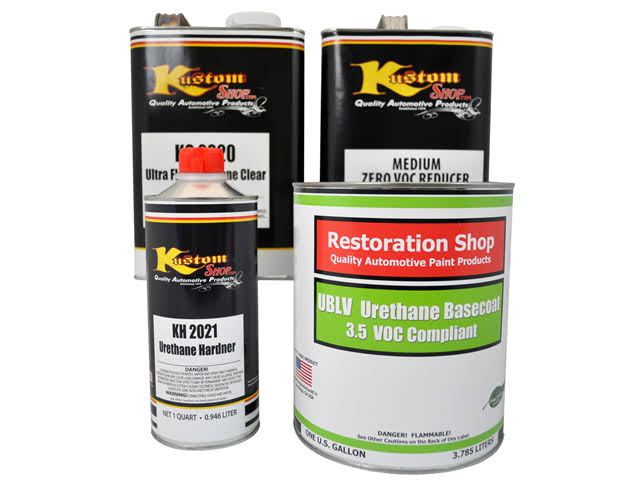 Grand Prix White Low VOC Urethane Basecoat Clearcoat Car Auto Paint Complete Medium Gallon Kit S316