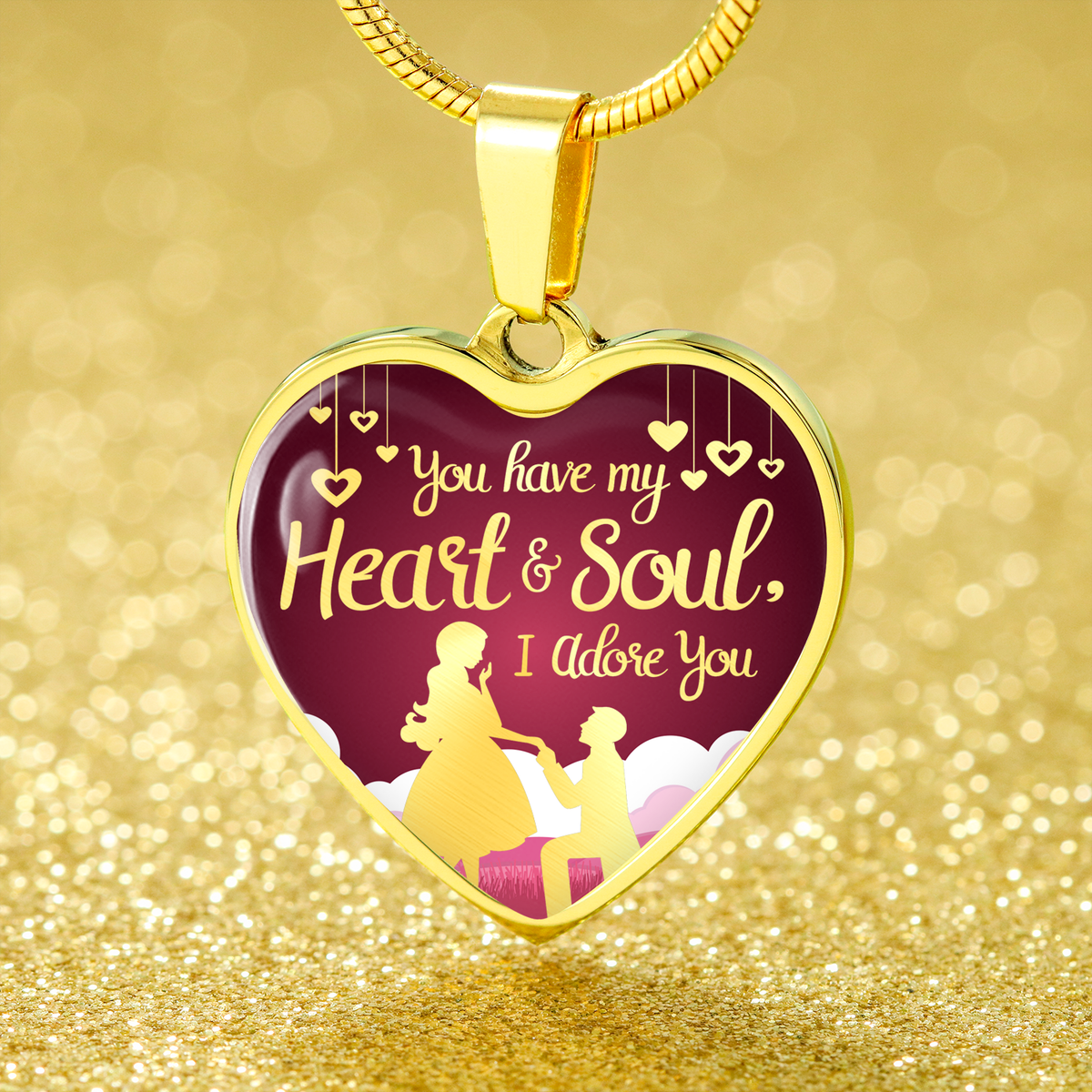 Stainless Steel or 18k Gold Heart Pendant Necklace B1000