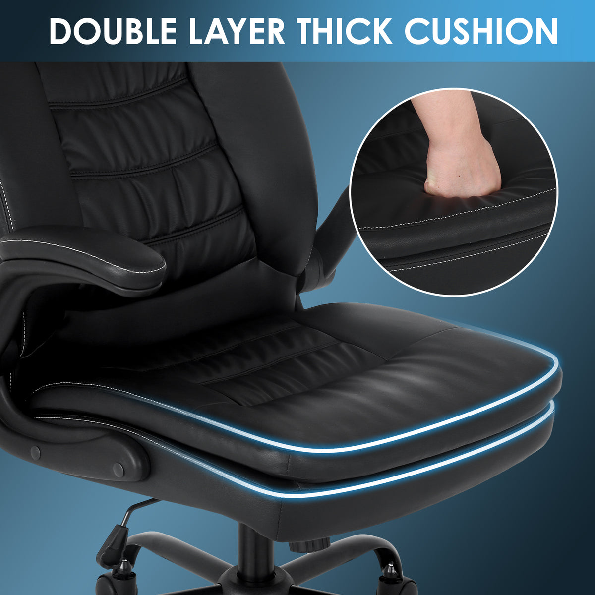 Black PU Leather Ergonomic High Back Office Chair with Lumbar Support Z662801