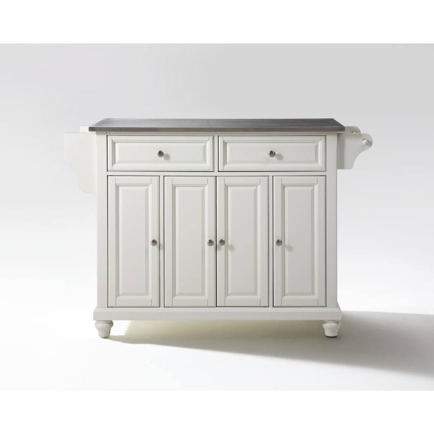 White Stainless Steel Top Kitchen Island Z774320