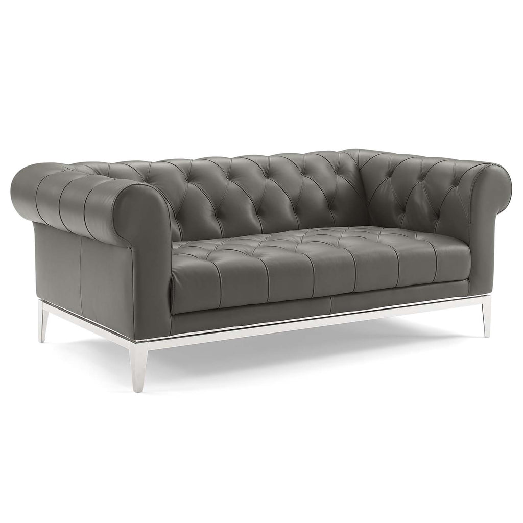 3 Piece Upholstered Leather Set in Gray M389