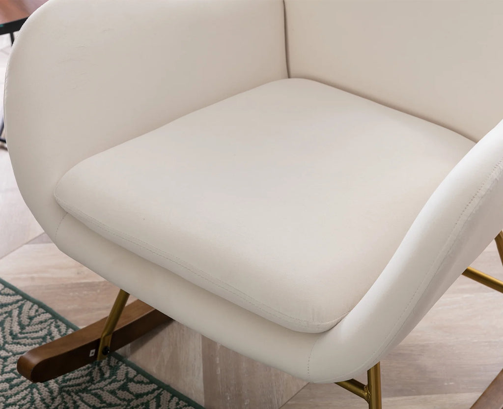 Cream Velvet Wingback Rocking Chair G82582