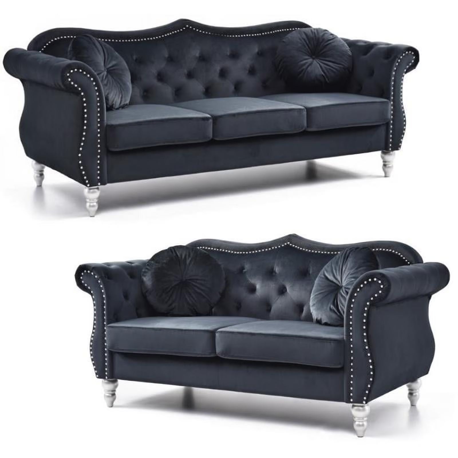 Black Sofa and Loveseat Furniture Set J29909