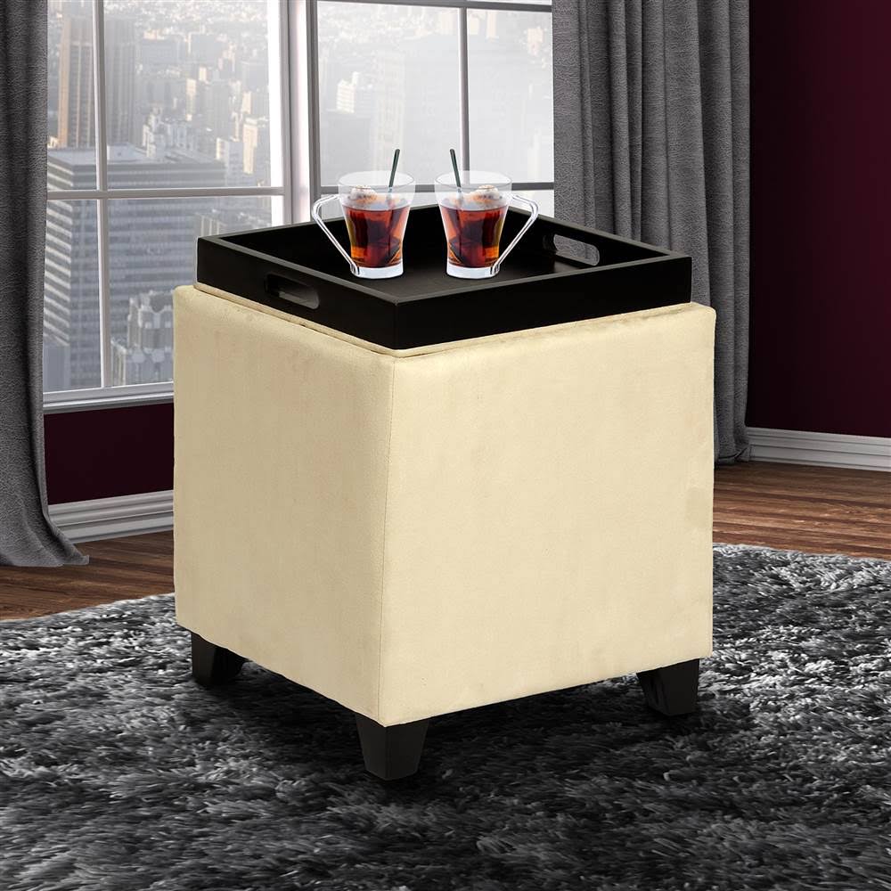 Red Microfiber Storage Ottoman Z2550
