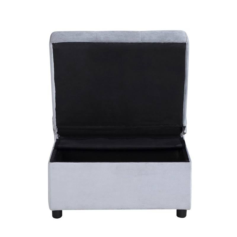 Gray Wood Storage Bench with Pull Out Ottoman F46150