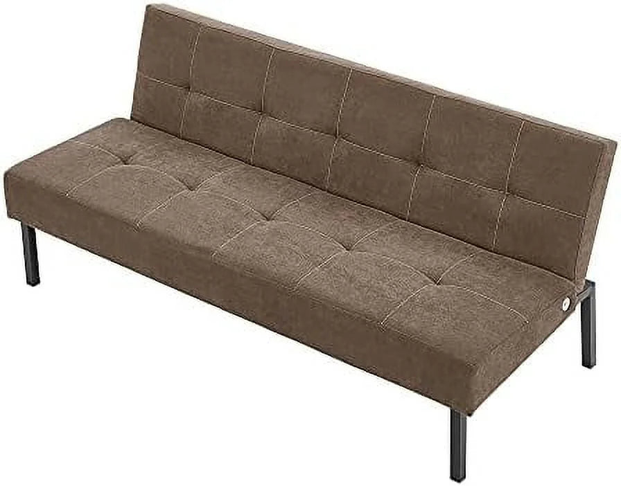 3 Seater Sofa Bed Click Clack Armless Fabric Couch Recliner (Grey) L58929