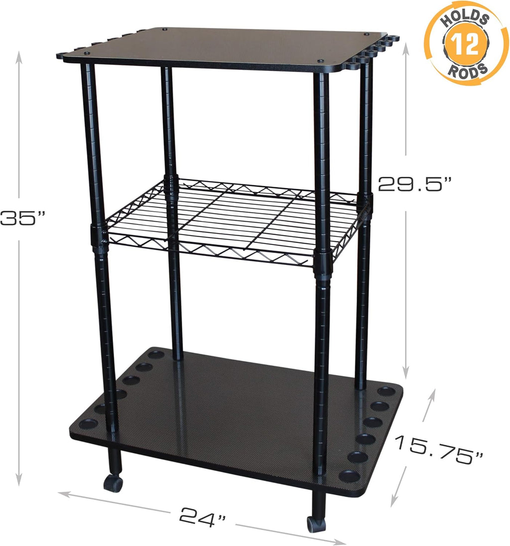 12 Fishing Rod Tackle Cart, Black, Pack of 2 E3960