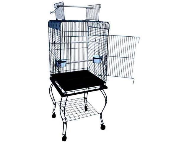 Antique Silver Open Top Parrot Cage with Stand E723