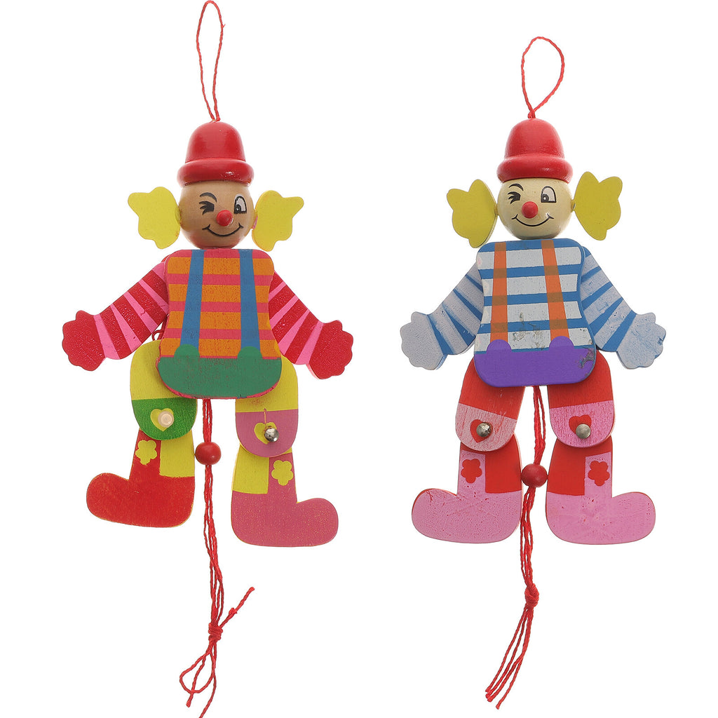 2Pcs Wood Clown Marionette Puppet Toy H320470