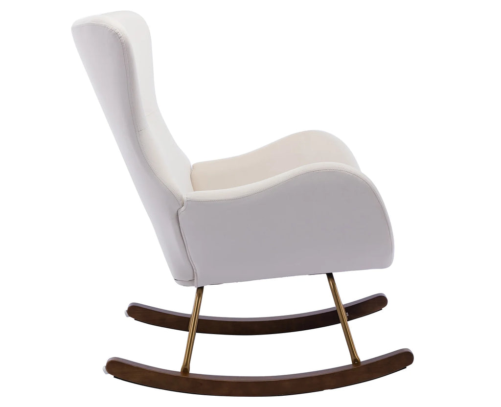 Cream Velvet Wingback Rocking Chair G82582