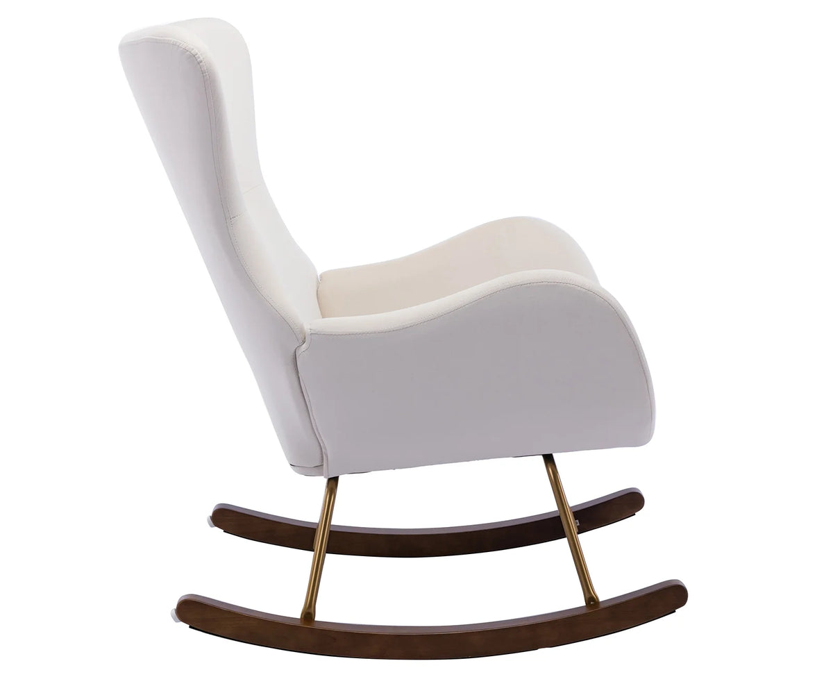 Cream Velvet Wingback Rocking Chair G82582