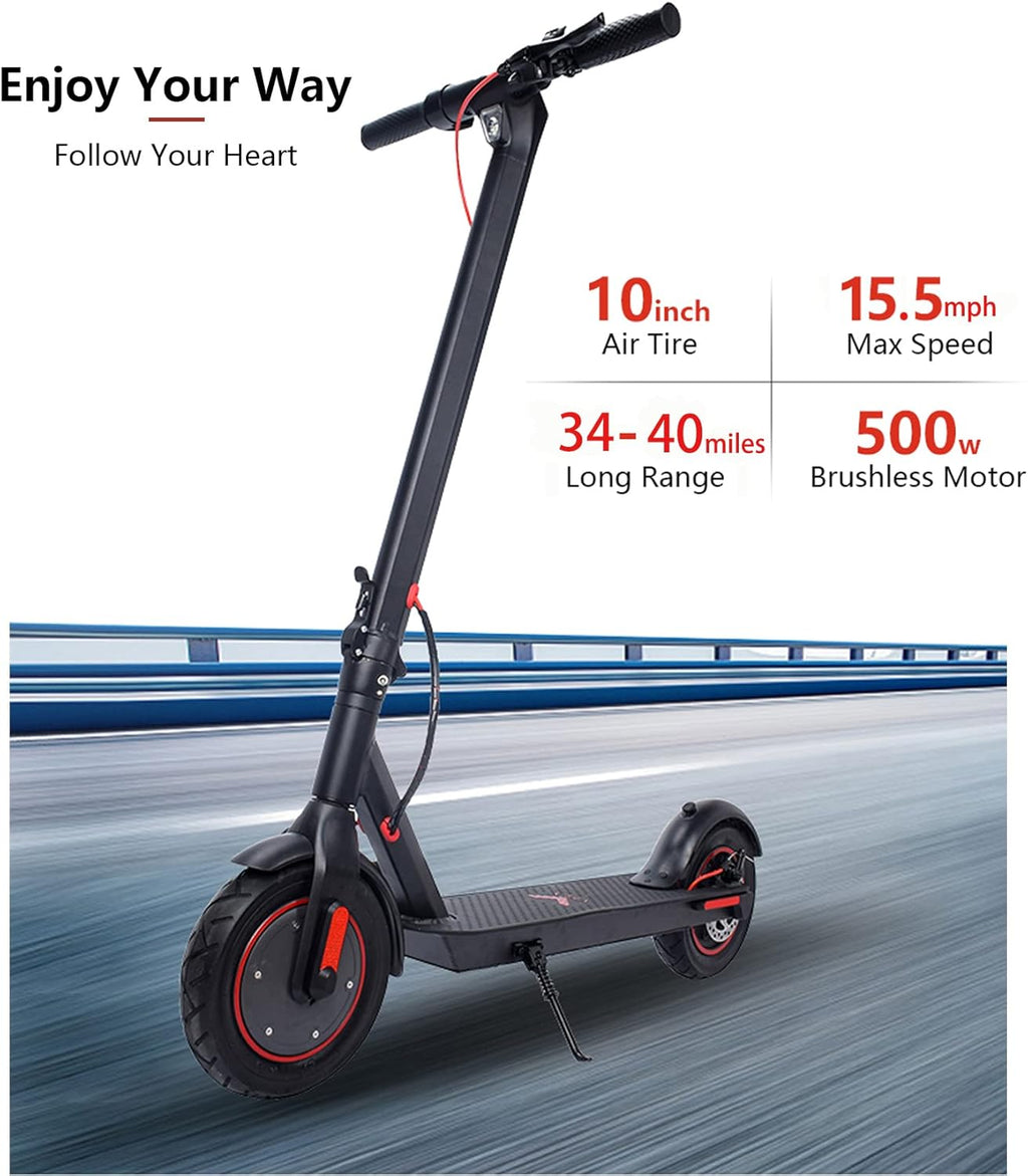 Electric Scooter with 500W Motor, 34-40 Miles Range, 15.5MPH, 10" Air Filled Tire C787114