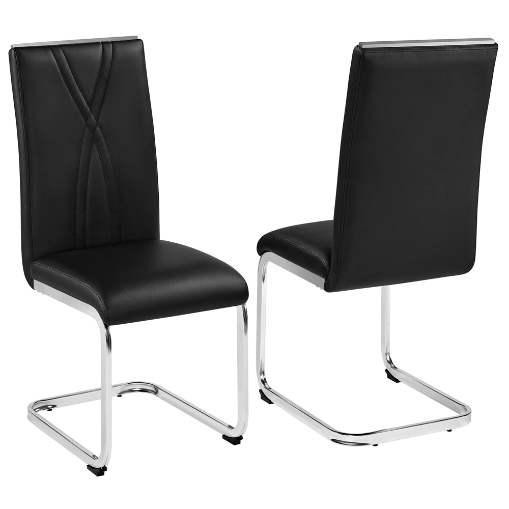 Black Faux Leather Dining Chairs Set of 2 B88461