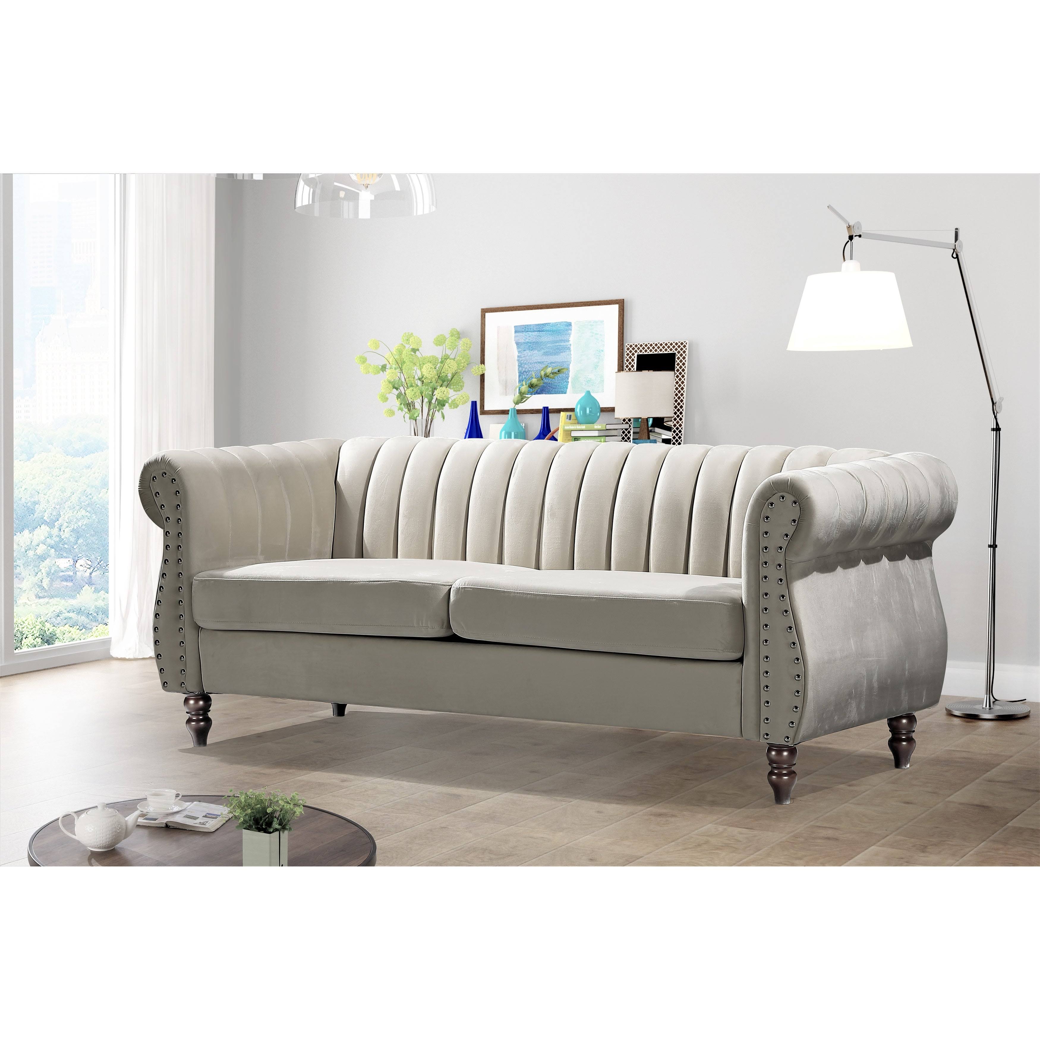 Cream Velvet Chesterfield Sofa B2080