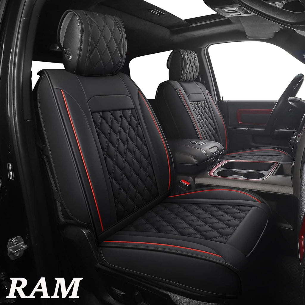 Black-Red Waterproof Synthetic Leather Car Seat Covers 5PCS Full Set S81134