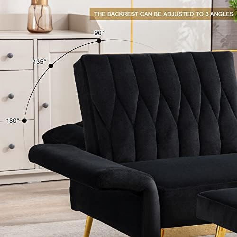 Modern Velvet Single Sofa Chair with Ottoman D5212