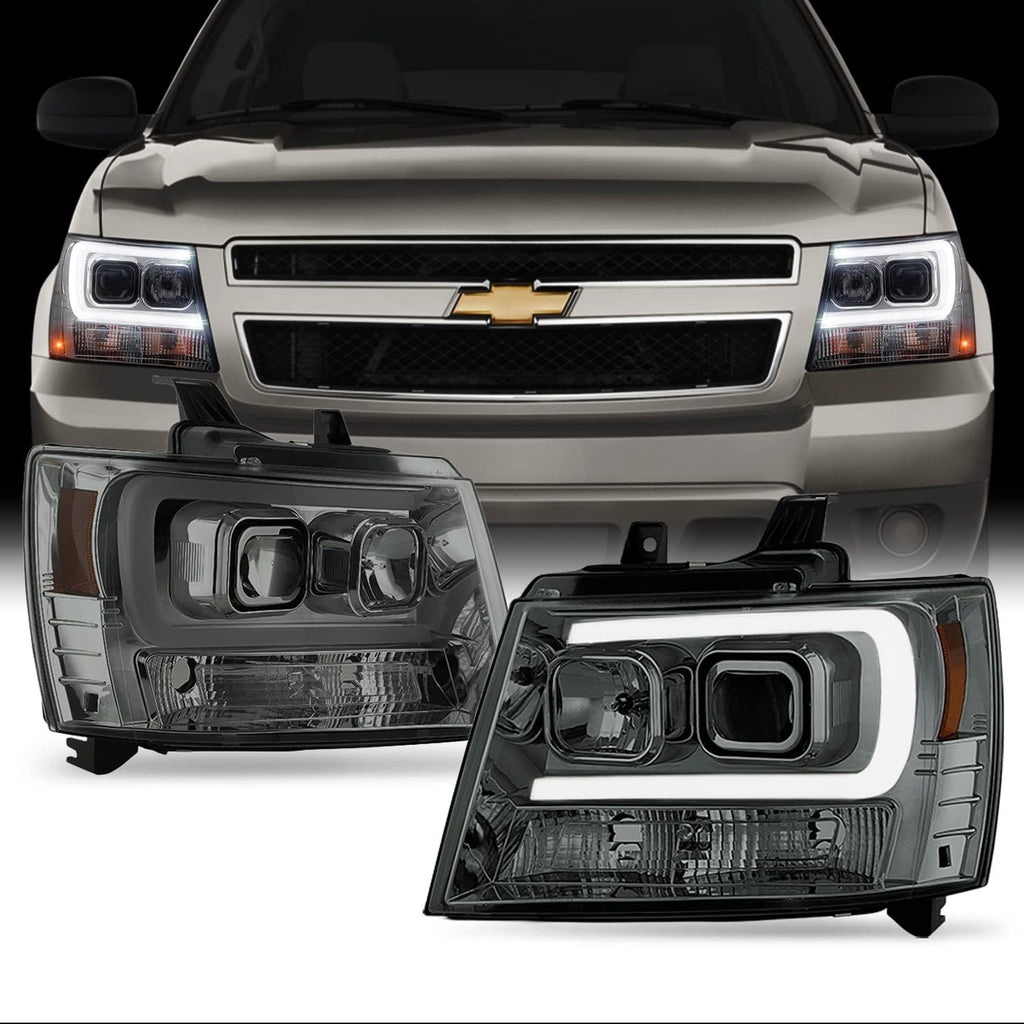 Smoked Lens LED DRL Projector Head Lights Pair R645046