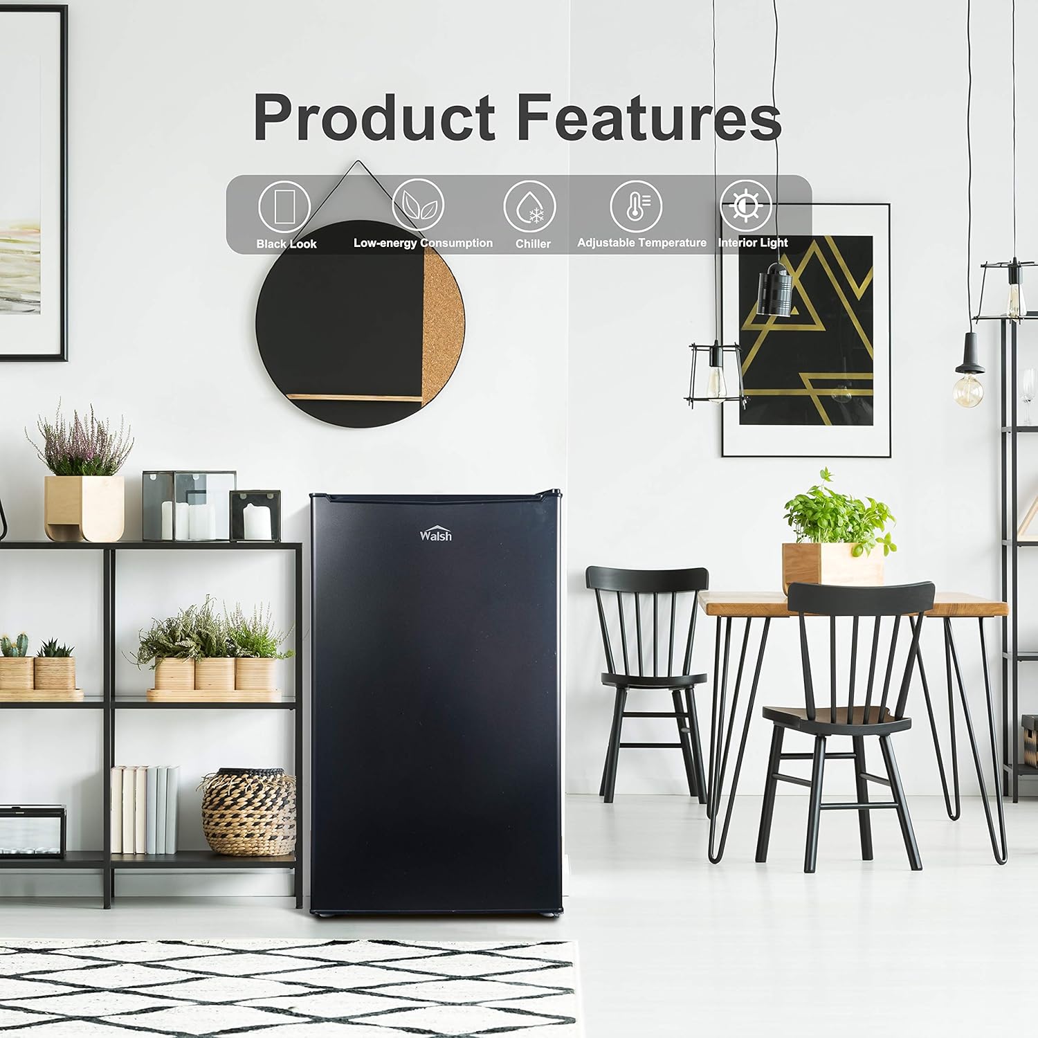 Compact Refrigerator, Single Door Fridge, 3.5 Cu.Ft, Black N6796