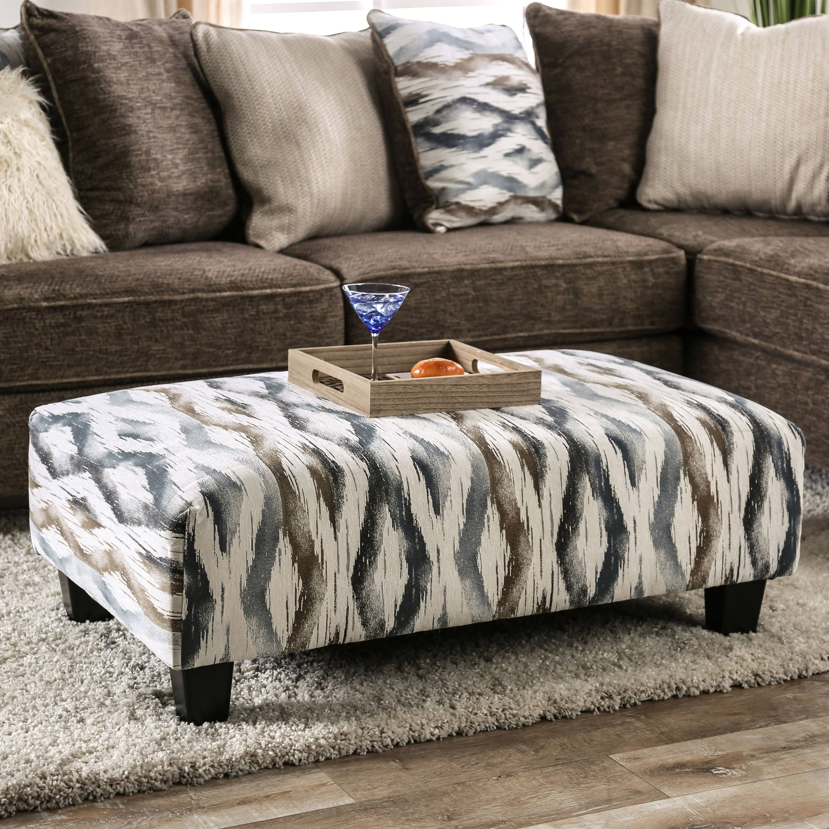 Brown Microfiber Ottoman D8733