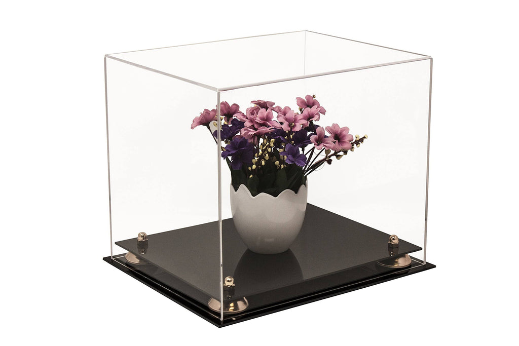 Clear Acrylic Display Case - Medium Rectangle Box with Gold Risers 12.25 inch x 10 inch x 10.5 inch R72258