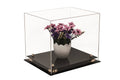 Clear Acrylic Display Case - Medium Rectangle Box with Gold Risers 12.25 inch x 10 inch x 10.5 inch R72258