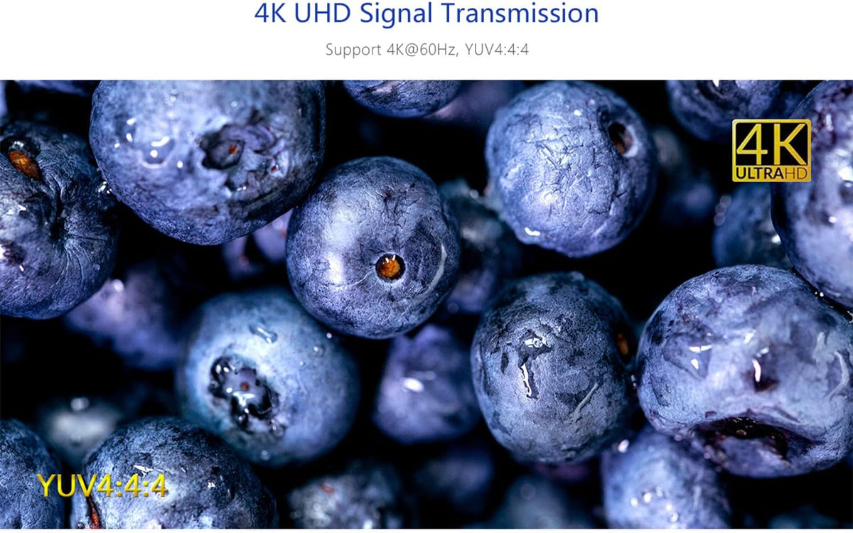 4K KVM HDMI Extender Over LAN Single CAT5e/CAT6A/CAT7 Cable Uncompressed 4K @ 60Hz Up to 230 Ft 4:4:4 Remote Keyboard Mouse USB Control Digital Full HD U60632