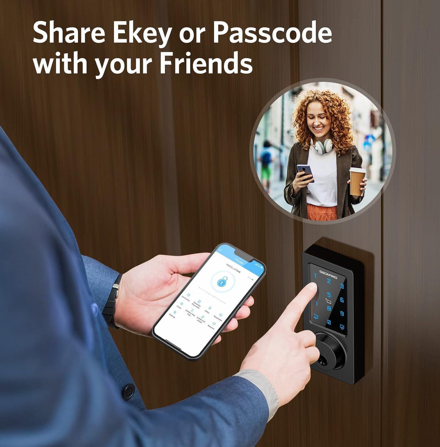 Keyless Entry Smart Deadbolt Lock with Bluetooth App, Electronic Keypad, IC Card, USB, Pack of 2 Z48953
