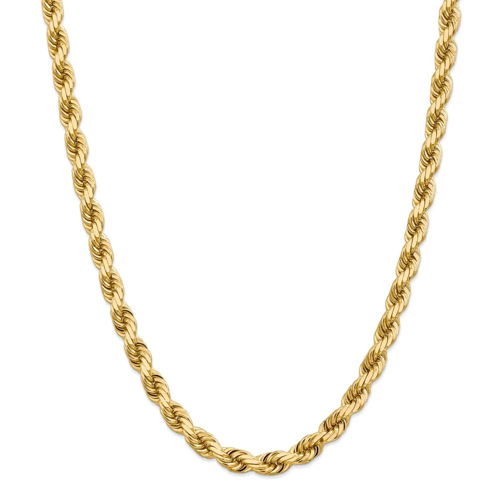 14kt Yellow Gold 8mm Diamond Cut Rope Chain with Lobster Clasp X336