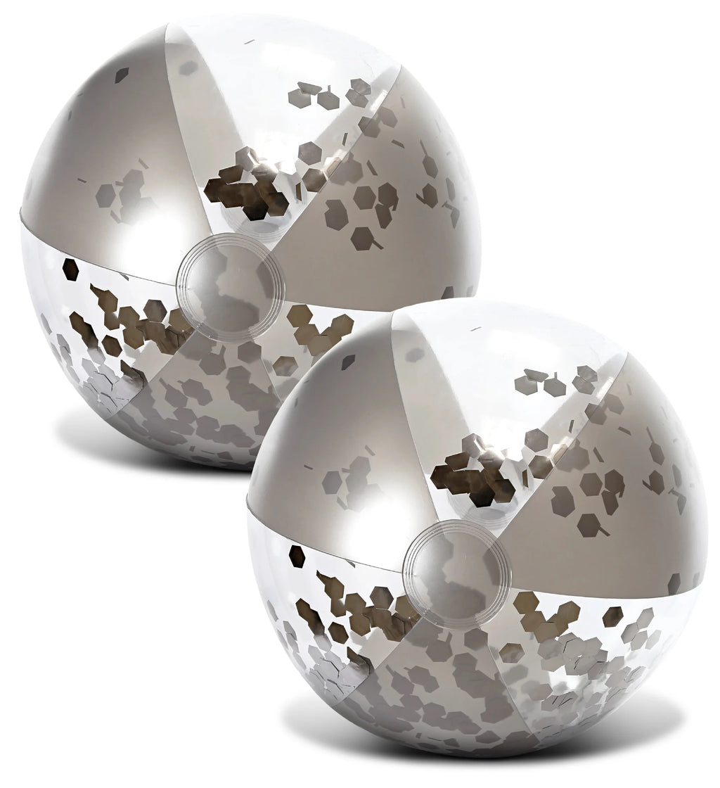 Silver & Gold Inflatable Beach Balls Set of 4, 16 Inch T3796