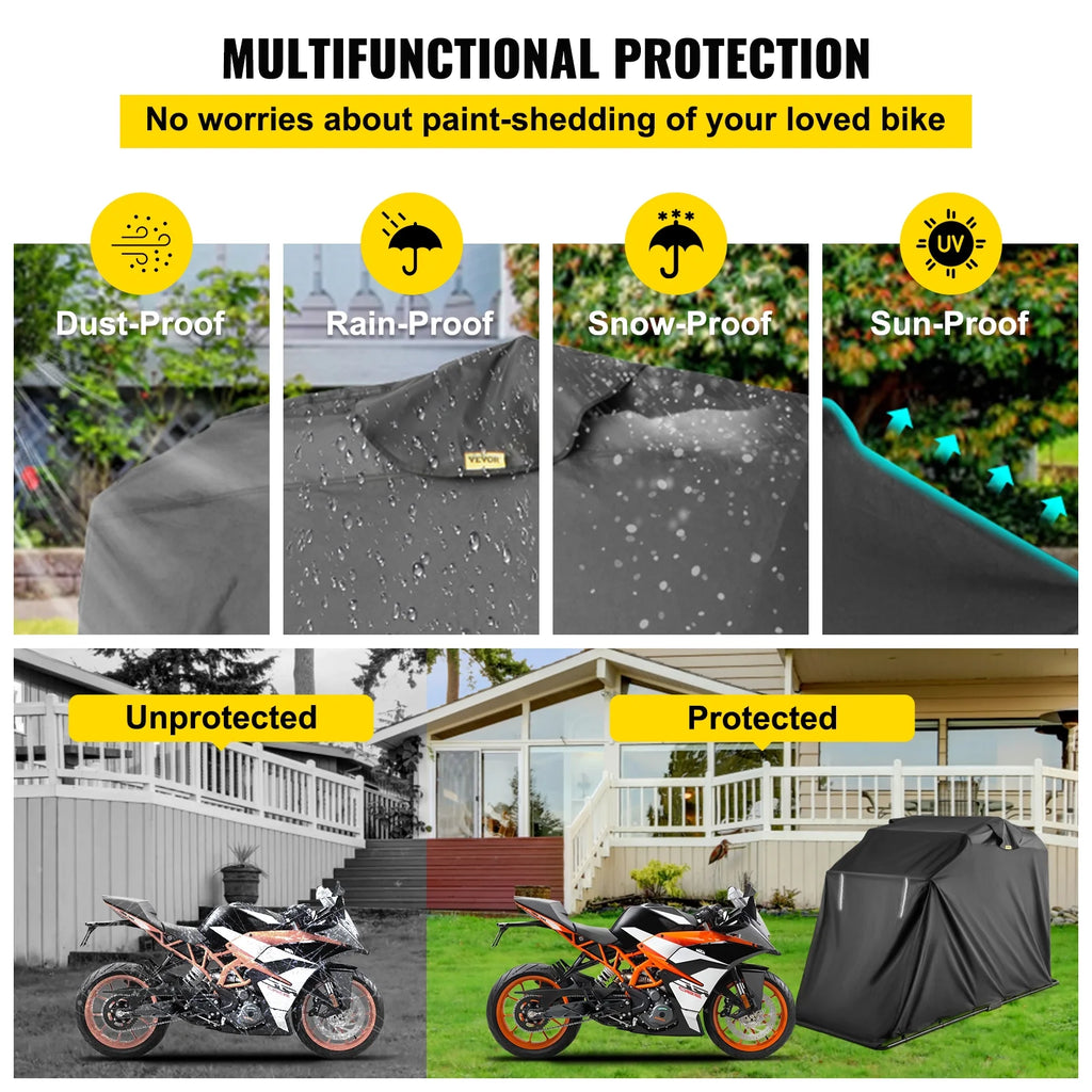 Heavy Duty Motorcycle Cover, 600D Oxford Waterproof with Lock-Holes & Storage Bag W99938