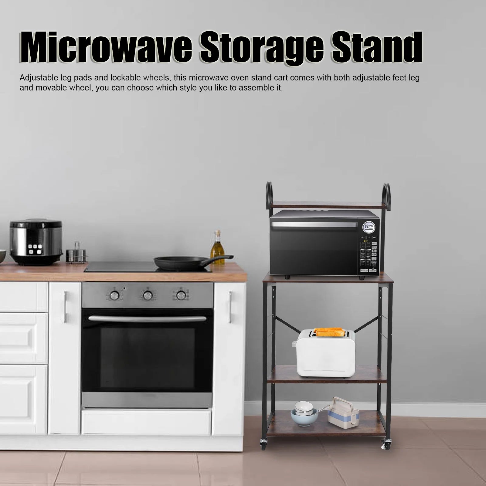 Microwave Storage Stand with Wheels Utility Shelf R623211