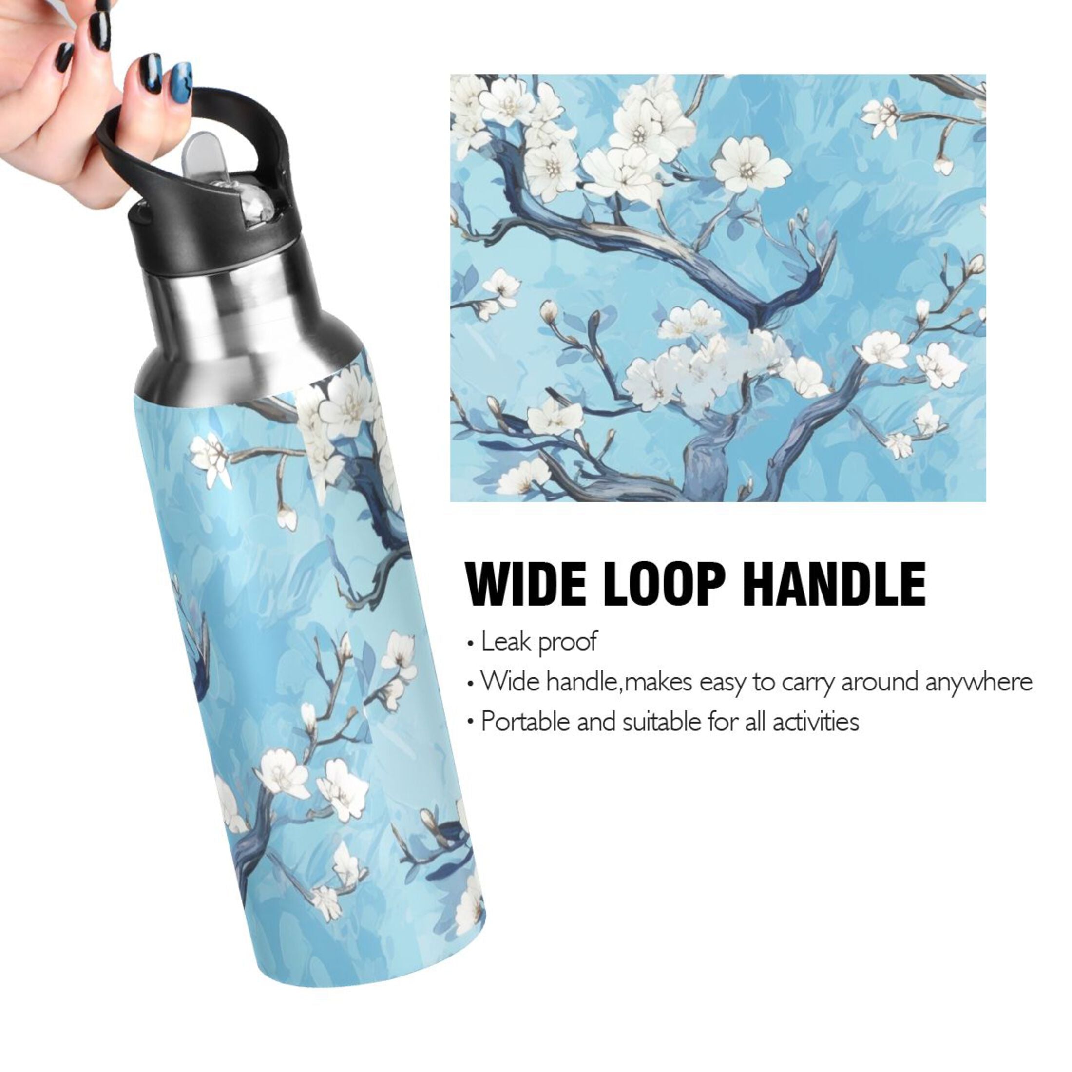 Insulated Stainless Steel Water Bottle with Straw Lid 20 oz U592182