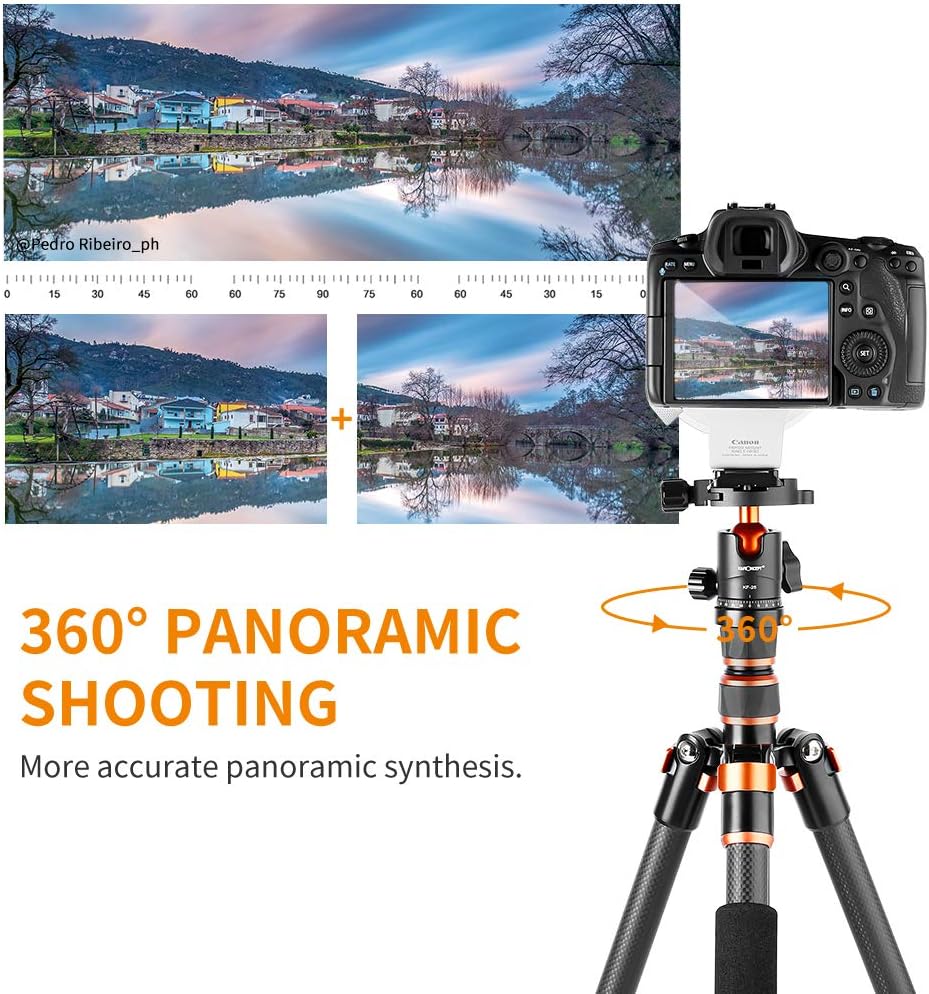 61 inch Carbon Fiber Camera Tripod with 360 Degree Ball Head Q485