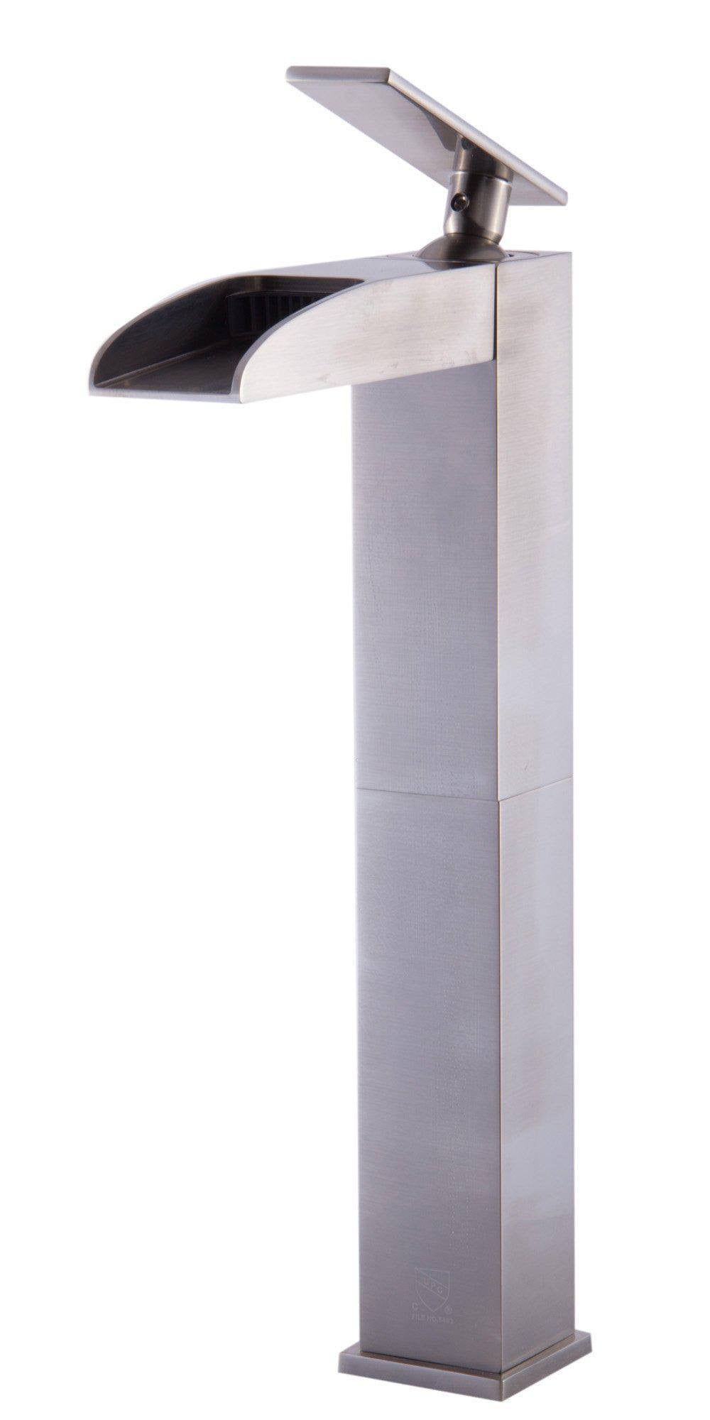 Brushed Nickel Single Hole Tall Waterfall Bathroom Faucet U4034