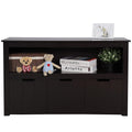 Espresso Toy Box Organizer Storage Cabinet with Movable Drawers and Open Storage Cube Shelf E86357
