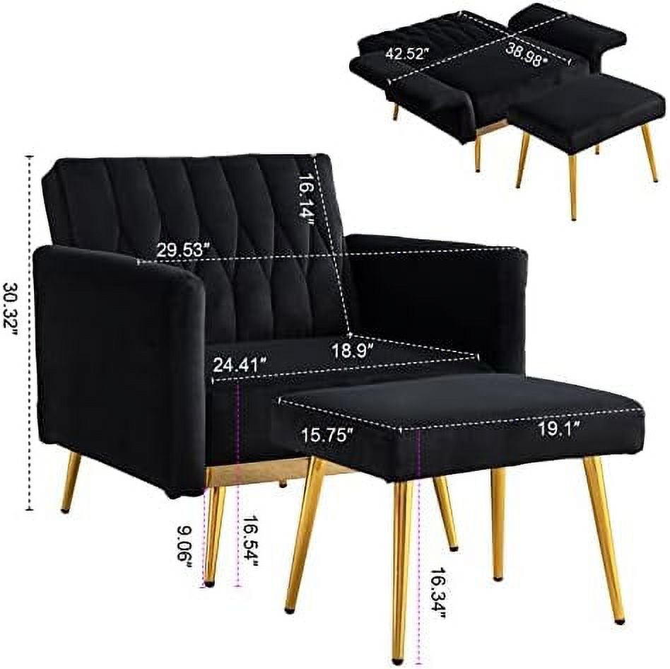 Modern Velvet Single Sofa Chair with Ottoman D5212