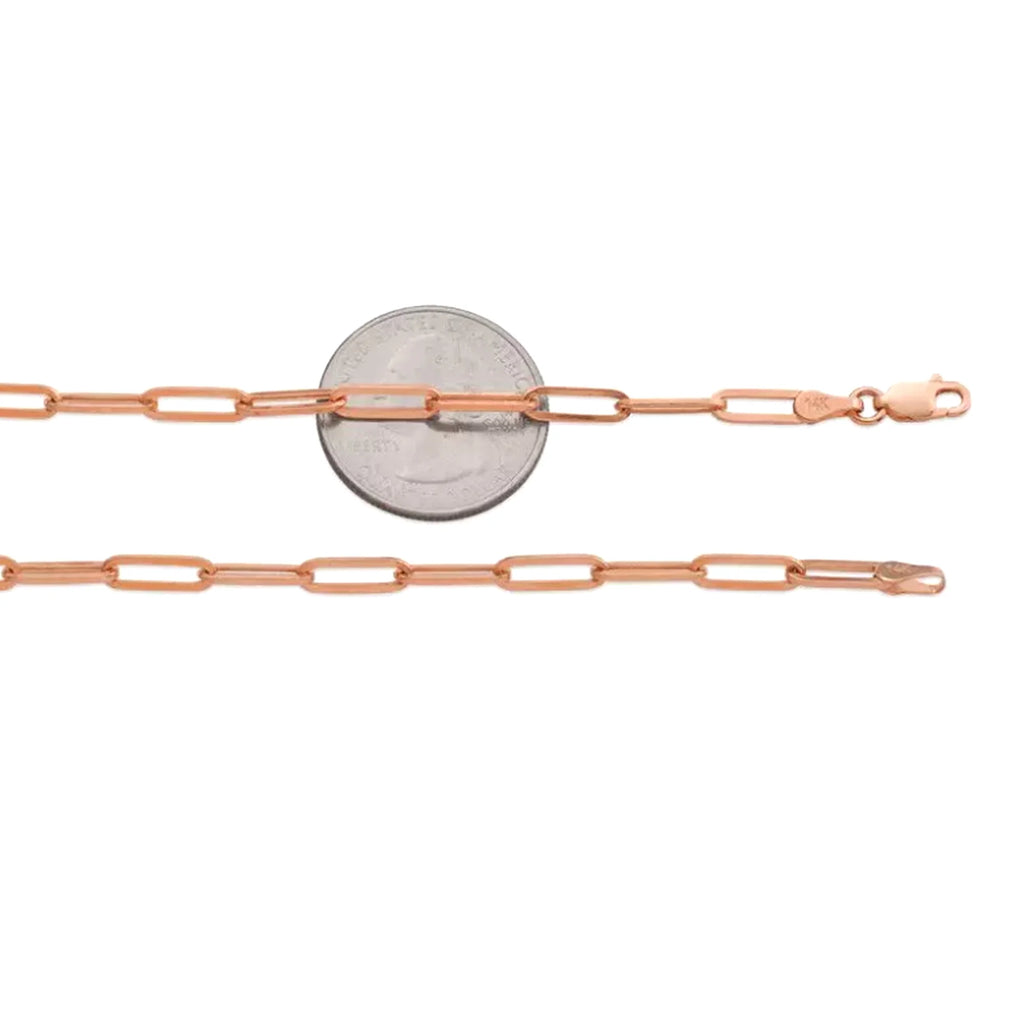 14k Rose Gold Paperclip Chain Necklace, 3mm, 20" V205922