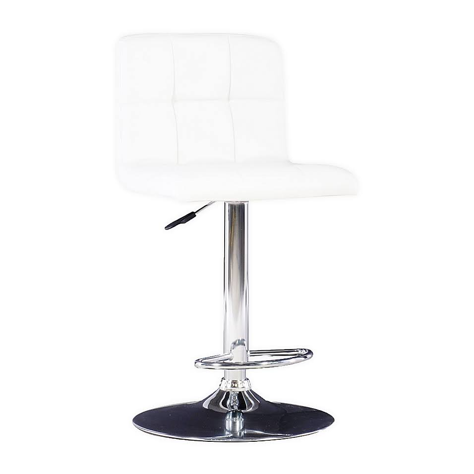 White Faux Leather Adjustable Bar Stool L96718