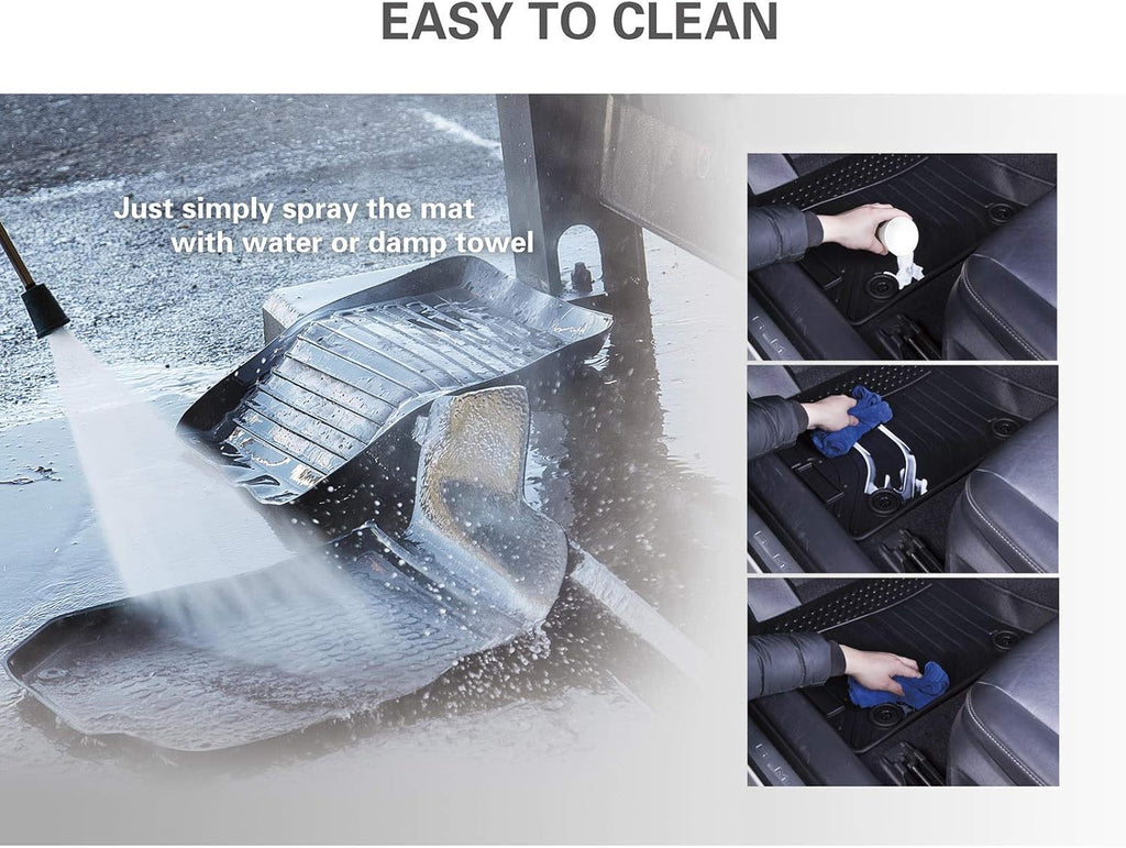 Black Waterproof Rubber Car Mats Front & Rear B121