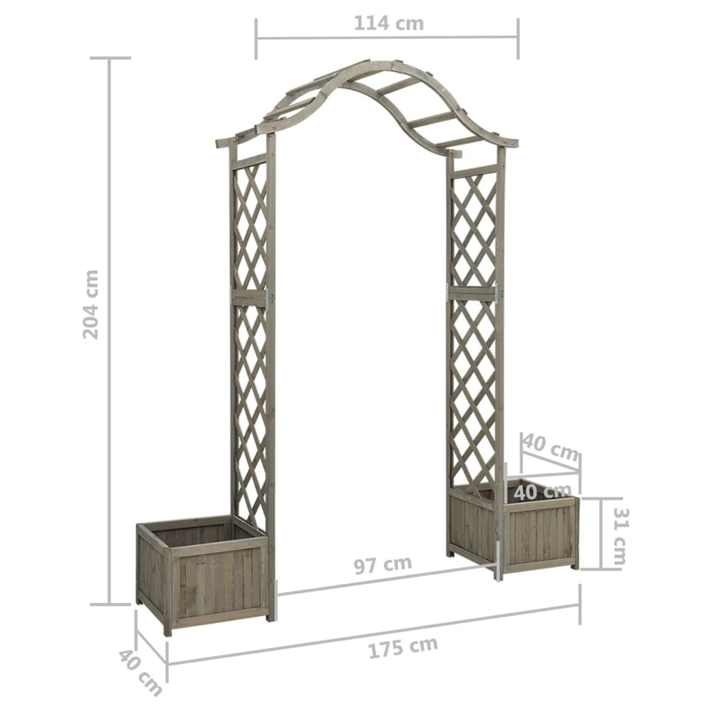 Gray Solid Firwood Garden Pergola with Planter F304