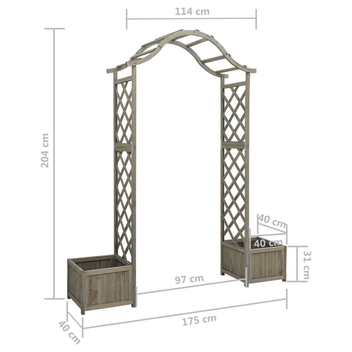 Gray Solid Firwood Garden Pergola with Planter F304
