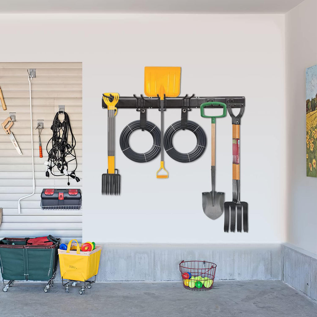 Wall Mount Garage Tool Organizer Storage Rack with Hooks, Pack of 2 H139971