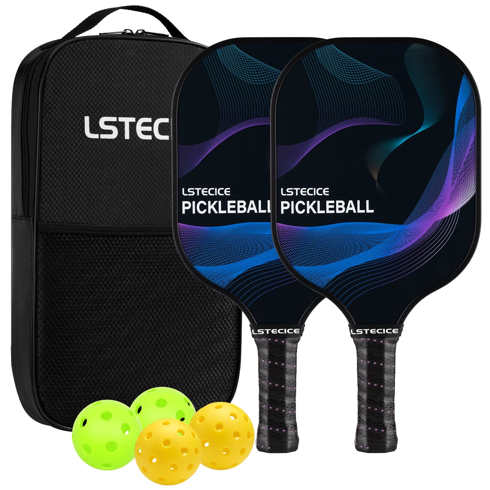 Purple Graphite Pickleball Paddles Set of 2 with Carry Case O118878