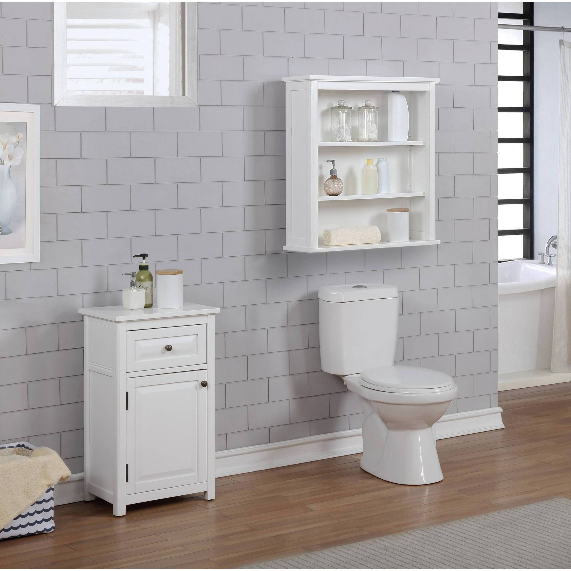 Wall Mounted Bath Storage Cabinet with Two Open Shelves X882